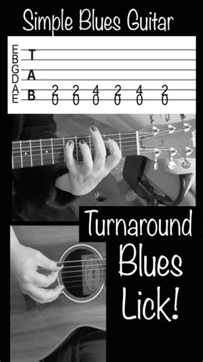 Blues lick turnaround guitar tabs, easy blues guitar lesson for beginners #bluesguitar