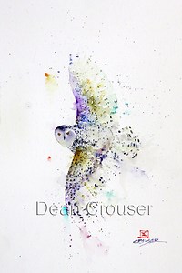 SNOWY OWL Colorful Watercolor Bird Art Print, Owl Painting by Dean Crouser - Etsy