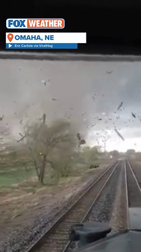 107K views · 1.1K reactions | 'TAKING COVER': Dramatic video shows a train conductor caught in a tornado's path in Omaha, NE, on Friday as it blew over and derailed 31 cars. | FOX Weather | Facebook