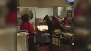 EMPLOYEES BRAWL: A fight behind the counter at a South Carolina McDonald's was apparently over apple pies, according to a person at the scene. STORY: http://www.fox13news.com/news/local-news/143175977-story | FOX 13 News - Tampa Bay