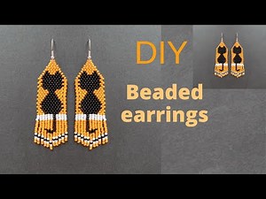 How to make beaded cat earrings, tutorial beaded fringe earrings diy