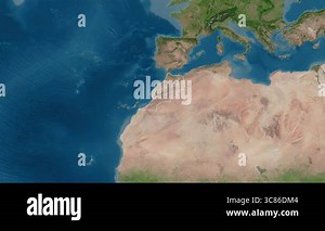 Morocco map - zoom. Regions. Satellite Stock Video Footage - Alamy