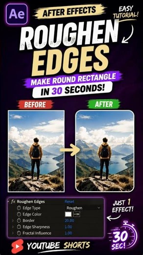 Create Rounded Edges in 30 Seconds (Easy After Effects Tutorial) #adobeaftereffects #edit #viral
