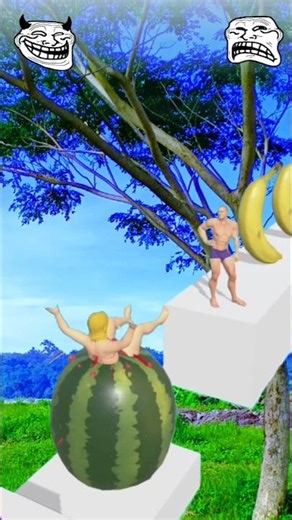 Squeeze girl jump on watermelon reverse 😅 #fun #amongus #new #2025 #shorts