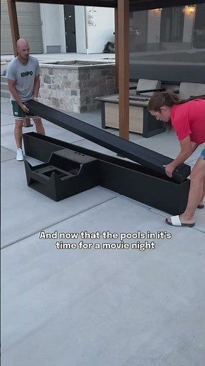 POV: Pool is in & time for a movie night! This projector set up is legit! The bases help support the