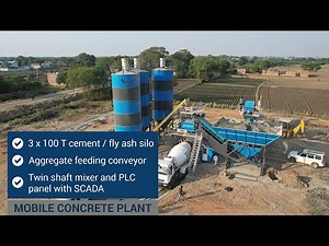 Mobile concrete batching plant | 60 m3 with SCADA | 3 x 100 T cement / fly ash silos