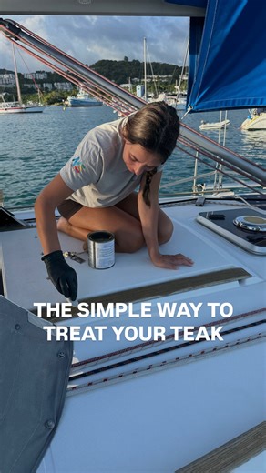 Varnishing or oiling teak can mean long hours of work and high maintenance. A marine teak sealer is faster, cleaner, and much easier to maintain. ⭐️Save this tip and follow @sailing.marlin for more boating & sailing tips #TeakCare #BoatMaintenance #YachtLife #BoatTips #diy | Sailing Marlin