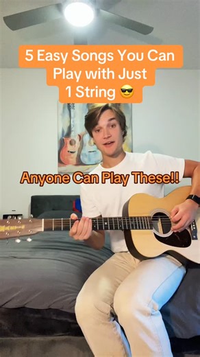 Dave - Beginner Guitar Teacher on Instagram: "5 Easy Songs You Can Play with Just 1 String 😎 #guitartok #guitar #musiciansoftiktok #fyp #foryou"
