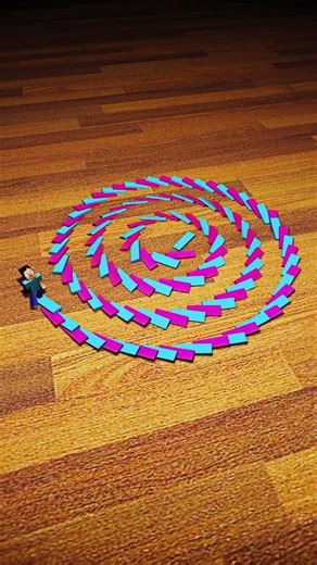 Domino Effect Pink VS Light Blue | Minecraft Steve #domino #dominoeffect