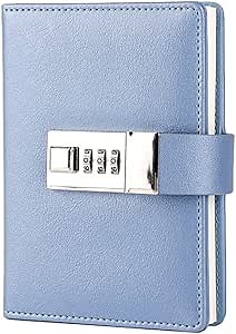 SHININGSOUL Lock Journal Planner A7 Mini Pocket Notebook Blue