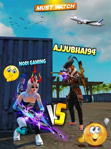 Power Of My 99999+ iQ 💯🧠 Ajjubhai94 vs Nodi Gaming 😱 Wait For End 🥶 #gamergirl #freefire #shorts