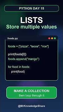 Python Day 15: Lists - Store Multiple Values