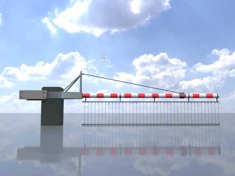 Bahnschranke 4 m mit Schutzgitter geschlossen