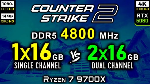 1x16 GB vs 2x16 GB RAM in Counter-Strike 2 | DDR5 4800 MHz - Single vs Dual