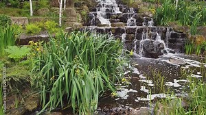 Slow Motion Of A Lovely Waterfall At The Peaceful Regent's Park In The City Of London In The United Kingdom - Tilting Down Shot - 4K 30fps Stock Video