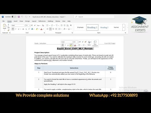 Excel Chapter 1 Mid-Level 1 - Guest House Rental Rates (PC Mac) Exp22_Excel_Ch01_ML1_rentals | Exp25