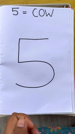 5 = Cow 🐮 drawing tutorial on notebook #shorts
