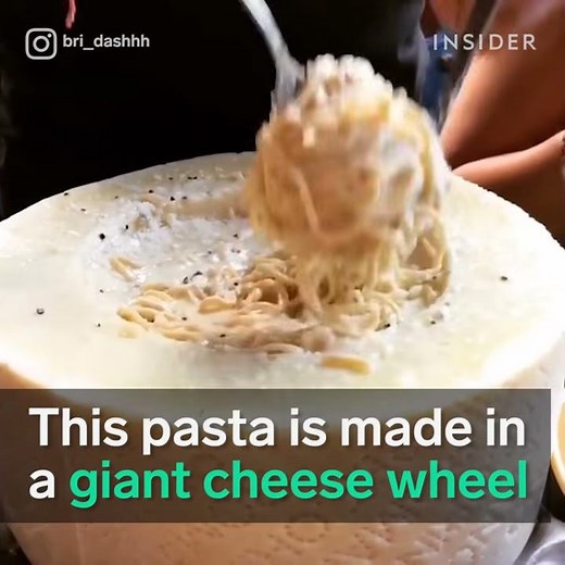 This pasta is served in a giant cheese wheel
