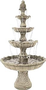 Sunnydaze Grand Courtyard 80-Inch 4-Tier Outdoor Water Fountain - Large Outdoor Water Feature for Garden, Patio or Yard - Earth