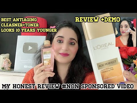 L'oreal Paris Antiaging Cleansing Milk Review+Demo,L'oreal Paris Antiaging Toner Review+Demo,