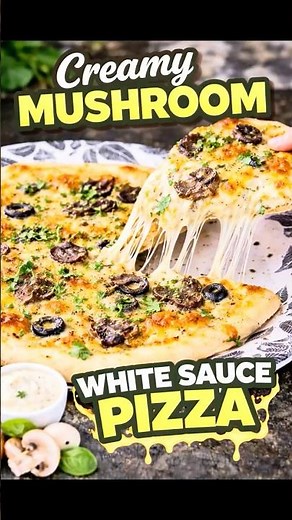 Restaurant Style Creamy Mushroom Pizza 😍 | White Sauce Pizza at Home 🍕#shorts