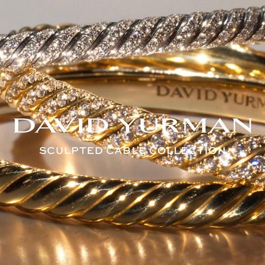 Discover iconic Sculpted Cable designs to mix and match. Masterfully carved from 18K gold and set with diamond pavé. | David Yurman
