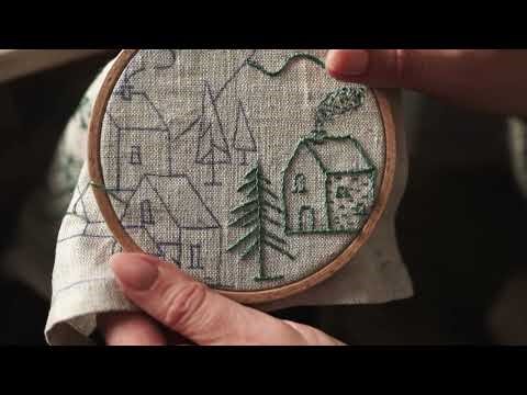 Embroidering the Pine Tree Step by Step | Santa Is Coming Napkin Tutorial