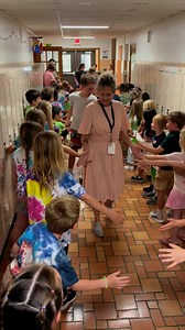 "Don't cry because it's over, smile because it happened." 💚 Our students and staff at Immaculate Conception Elementary School gathered in the hallways to bid farewell to the 5th graders and wish them well as they transition to middle school! 😁 #WeAreRegis #RamblerNation | Regis Catholic Schools