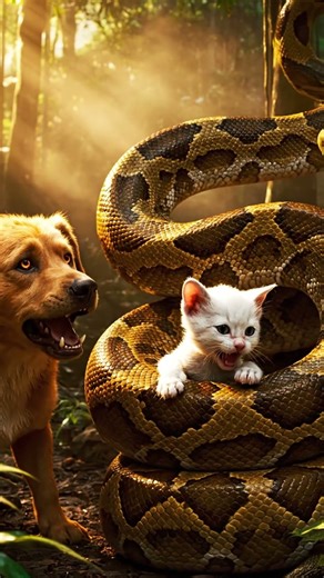 heroic dog vs giant python 🐍 — who will win in this jungle rescue? #wildliferescue #animals