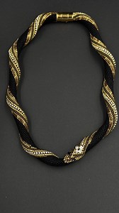 Beaded Snake Choker: Gold Crystal Accent, Bead Crochet Necklace - Etsy