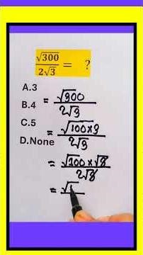 Simplify: √300/2√3=? Square root and Division explanation algebra math equation#shortvideo#junaidmc