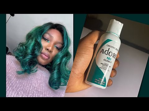 HOW TO: EMERALD GREEN HAIR /LIME HIGHLIGHTS/WATER COLORING /ADORE DYE 165 CLOVER