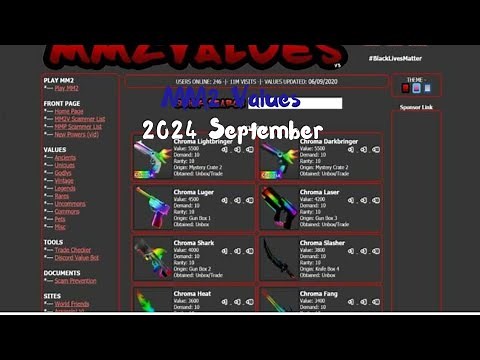 Mm2 value list (2024 September)