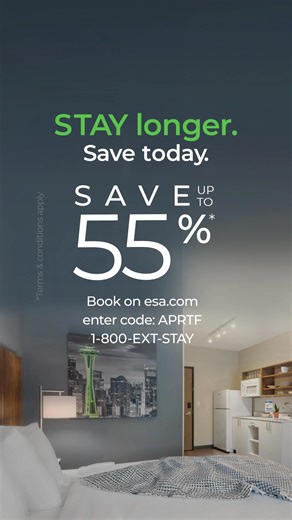 Save up to 55% when you book today! You'll enjoy fully equipped kitchens, free wi-fi, free breakfast (select locations), and spacious suites at 700+ locations across the country. STAY longer. Save today. | Extended Stay America | Facebook