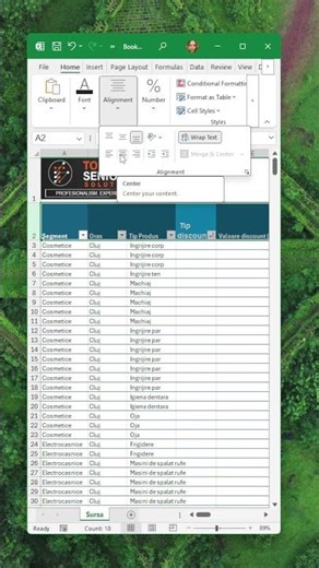 Centrare text pe verticala si orizontala in Excel #excel