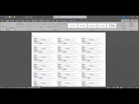In MS Word work on how to make the Name stickers ?