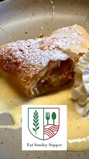 🍏✨ Apple Strudel is an Austrian classic that dates all the way back to the 1600s, and it’s been my favorite dessert for nearly 30 years. I first learned how to make this flaky, fruit-filled pastry at Johnson & Wales with Chef Cindy Salvato, and every year it brings back those sweet memories. This year, I passed the tradition down to John—and thanks to Bonnie’s height, we picked apples from our backyard tree faster than ever! Sharing these old-world recipes and kitchen moments with my family is 