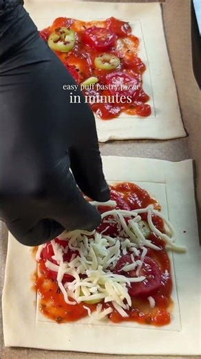 easy puff pastry mini pizza 🍕 full recipe on channel. 