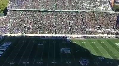 Go Green Go White cheer in full voice during timeout. #GoGreen #GoWhite | Michigan State Spartans