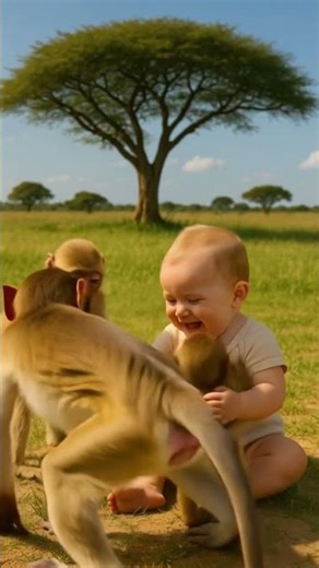 “Monkey business with baby 😂🐒”