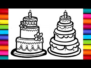 Big Cake Drawing | Draw Cake Step by Step Birthday Cake Drawing easy 🎂