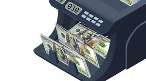 Download a money machine counting bundle of hundred dollar notes for free