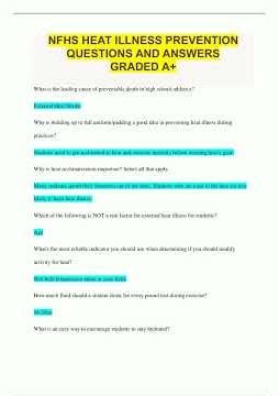 NFHS HEAT ILLNESS PREVENTION QUESTIONS AND ANSWERS GRADED A1037