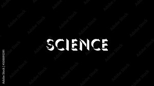 White picture of SCIENCE on a black background. scientific evidence-based research. Distortion liquid style transition icon for your project. 4K video animation for motion graphics and compositing.