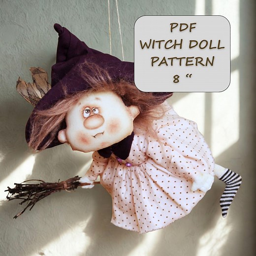 Witch Doll Pattern, Diy Kitchen Witch Doll, Flying Witch Epattern, Do It Yourself - Etsy