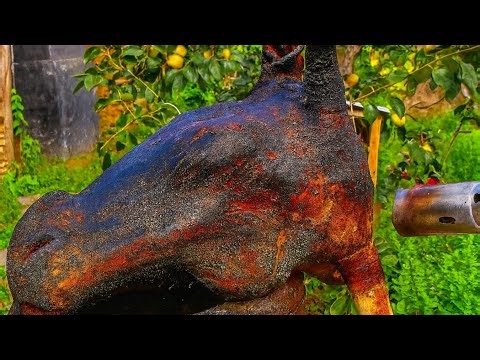 Traditional Whole Cow Roasting Process | Village Style BBQ Cooking