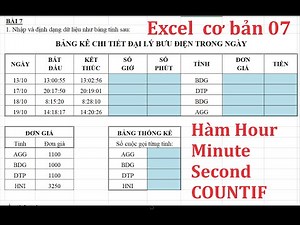 Learn basic excel lesson 7 / SOLVE BASIC EXCEL EXERCISES / #countif , #hour, #minute