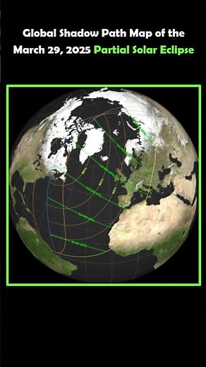 Global Shadow Path Map of the March 29, 2025 Partial Solar Eclipse