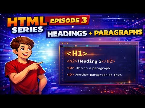 HTML Headings, Paragraphs & Line Break Tag (br) | HTML Tutorial for Beginners Ep 3