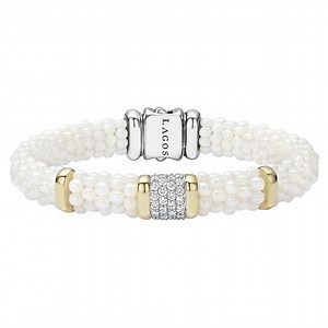 LAGOS White Ceramic Gold and Diamond Bracelet